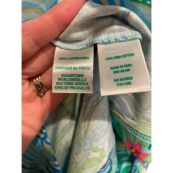 NWT Lilly Pulitzer Etta T-Shirt Dress Relaxed Fit Dress Teal, Turquoise Pink XXS - Picture 9 of 14
